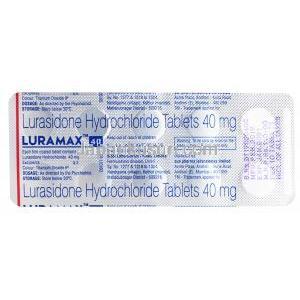 ルラマックス, ルラシドン 錠剤 40mg,　シート裏面情報